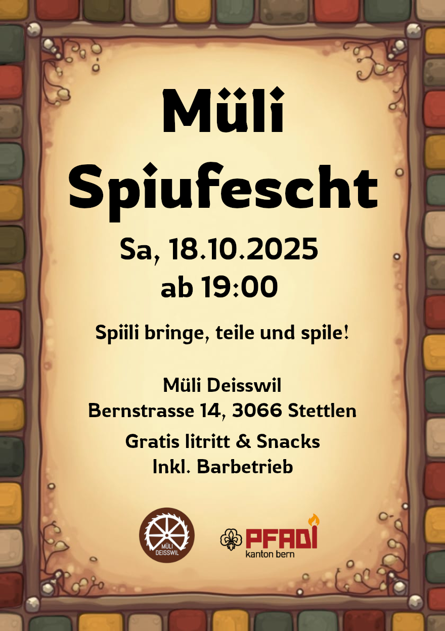 Flyer Müli Spiufescht 2025 18. Oktober in Müli Deisswil