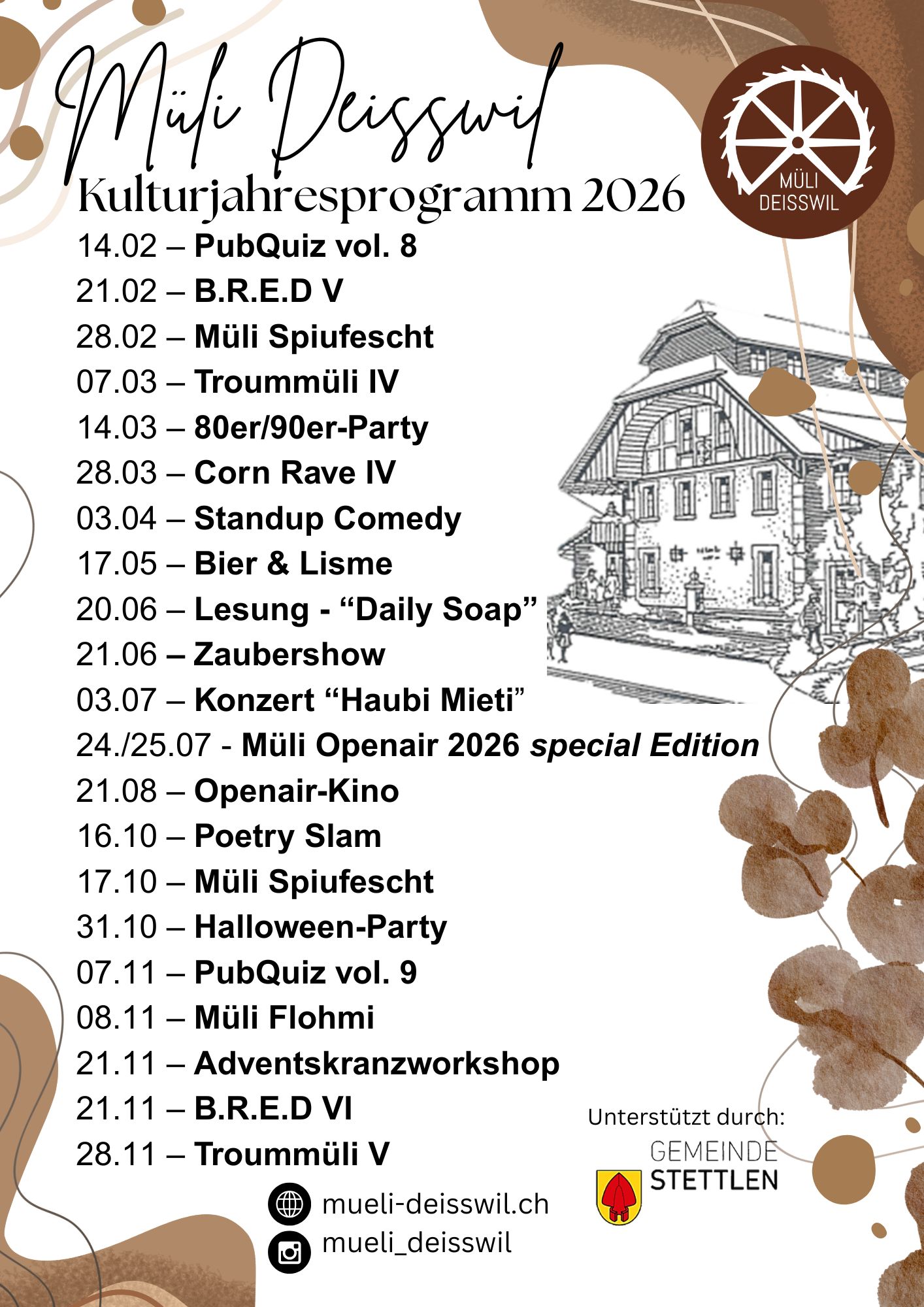 Müli Deisswil; Kulturjahresprogramm 2026 (5)
